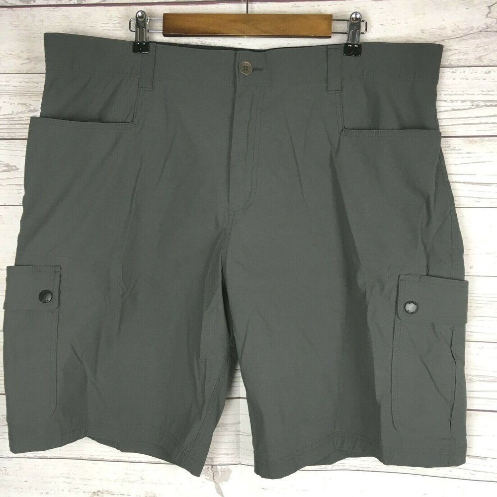 Orvis Mens Nylon Cargo Shorts sz 40 Gray Stretch Blend Zipper Fly Performance